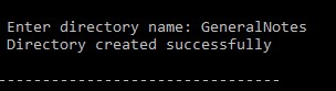 Output of C file handling program to create a directory using system() function