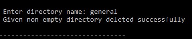 Output of C file handling program to remove a non-empty directory using the system() function by specifying the rm command