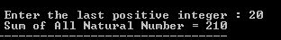 Output of C Program to Calculate the Sum of Natural Numbers using recursion