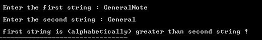 Output of C program to compares two strings and returns an integer value using strcmp() function