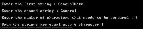 Output of C program to comparison limited characters during the function call using strncmp() function